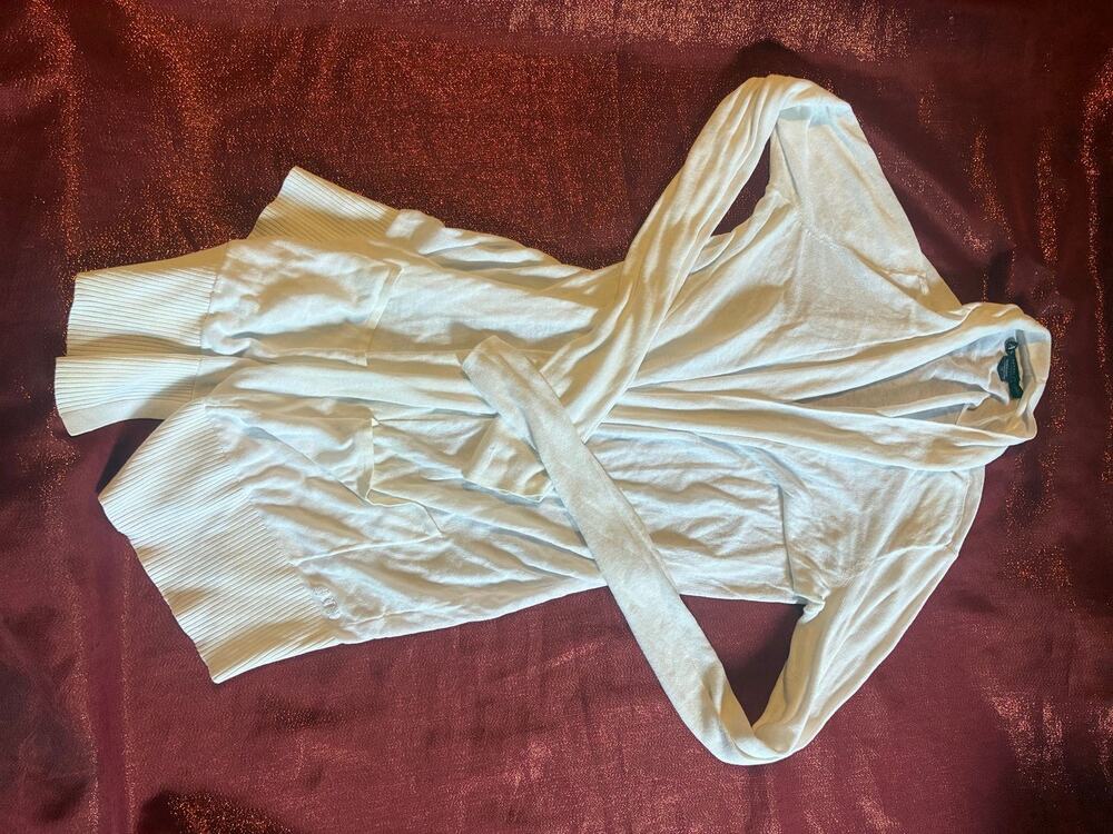 Armani Exchange Cardigan Womens S Shawl Collar Open Front Belted Knit Pockets
